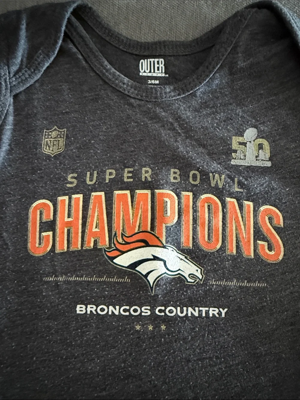 Denver Broncos Super Bowl Champions Infant Bodysuit - Charcoal/Orange